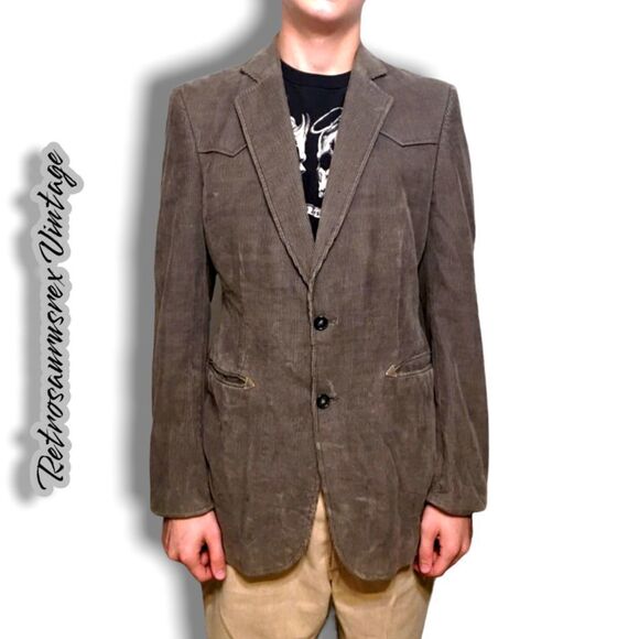 VINTAGE 1980's brown corduroy sports coat blazer campus ésprit, 40R medium - Picture 5 of 8
